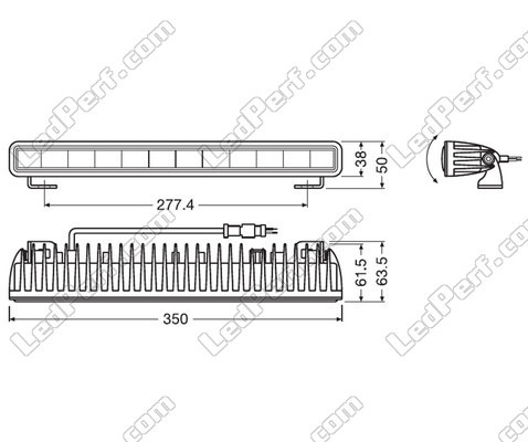 Schema delle Dimensioni della Barra LED Osram LEDriving® LIGHTBAR SX300-SP