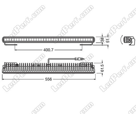 Schema delle Dimensioni della Barra LED Osram LEDriving® LIGHTBAR SX500-CB
