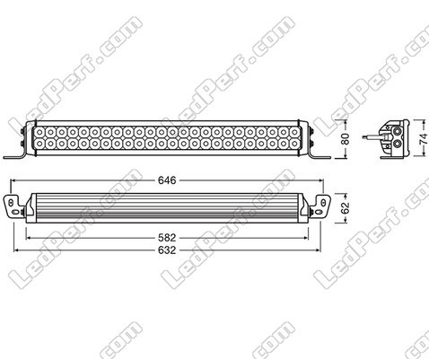 Schema delle Dimensioni della Barra LED Osram LEDriving® LIGHTBAR VX500-CB