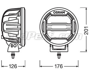 Schema delle Dimensioni della Luce ausiliare D Osram LEDriving® ROUND MX180-CB