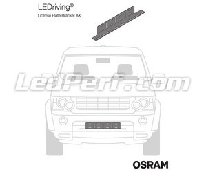 Rappresentazione del Supporto Osram LEDriving® LICENSE PLATE BRACKET AX montato su un veicolo