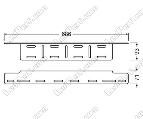 Dimensioni del Supporto Osram LEDriving® LICENSE PLATE BRACKET AX per Barra LED Luci da lavoro LED