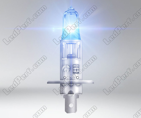 Lampadina alogena H1 Osram Cool Blue Intense NEXT GEN che produce illuminazione a effetto LED