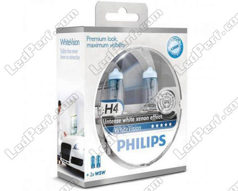Kit da 2 lampadine H4 Philips WhiteVision + 2 W5W WhiteVision