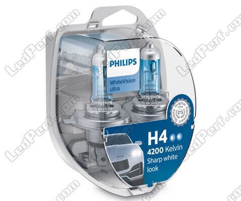 Set di 2 lampadine H4 Philips WhiteVision ULTRA + Luci di posizione - 12342WVUSM