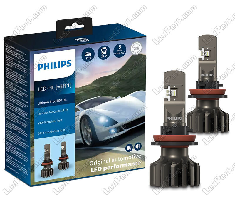 Set di Lampadine LED H11 PHILIPS Ultinon Pro9100 5800K +350%