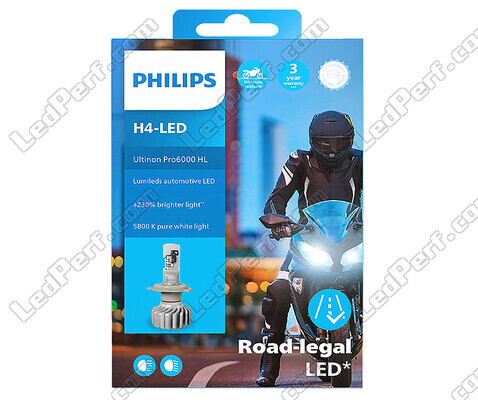 Confezione Lampadina moto H4 LED Philips ULTINON Pro6000 omologata - 11342U6000X1