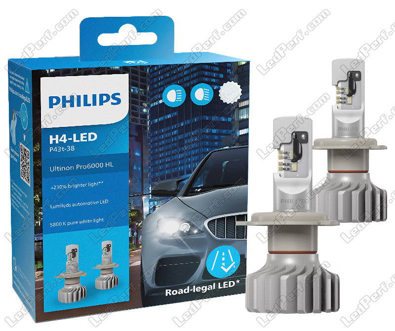 Lampadine H4 LED Philips Ultinon Pro6000 +230% Omologate in Francia