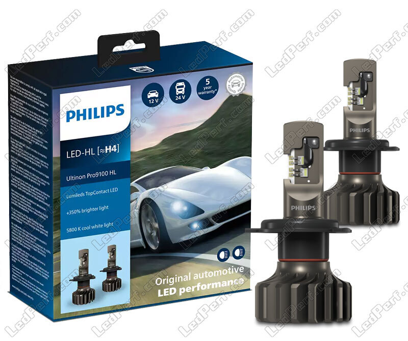 Set di Lampadine LED H4 PHILIPS Ultinon Pro9100 5800K +350%