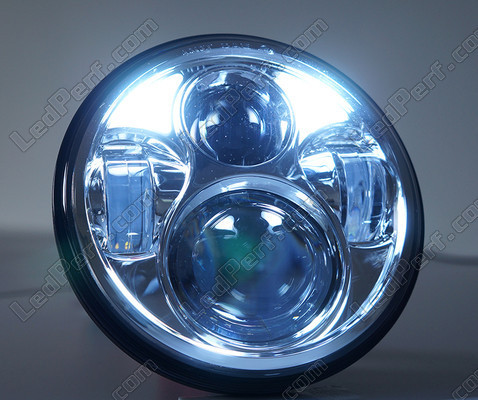 Ottica Moto Full LED cromata per faro Rotondo da 5,75 pollici - tipo 3 luci di marcia diurna