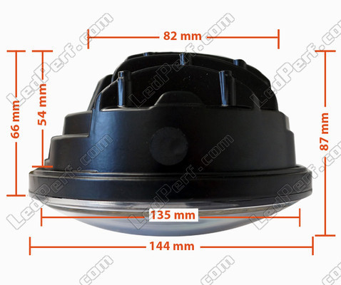 Ottica Moto Full LED nera per faro Rotondo da 5,75 pollici - tipo 2 Dimensioni