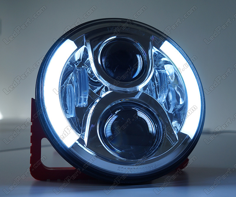 Ottica Moto Full LED cromata per faro Rotondo da 7 pollici -tipo 4