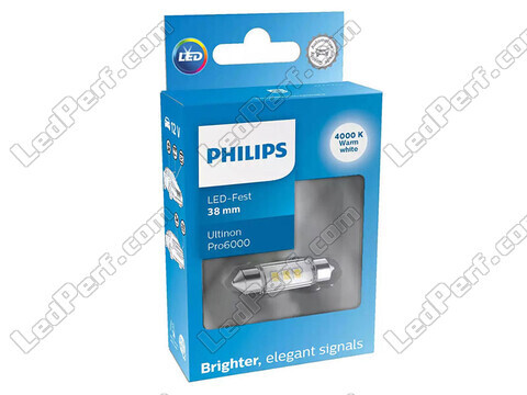 Lampadina LED festoon C7W 38mm Philips Ultinon Pro6000 Bianco caldo 4000K - 11854WU60X1 - 12V