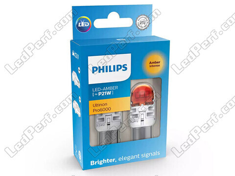 2x lampadine a LED Philips P21W Ultinon PRO6000 - Arancione - BA15S - 11498AU60X2