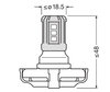 Dimensioni Lampadina LED Osram LEDriving SL PS19W ad alta luminosità per luci di marcia diurna - 5201DWP