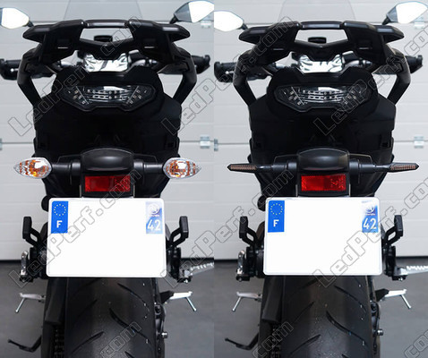 Confronto prima/dopo il passaggio agli indicatori di direzione sequenziali a LED di BMW Motorrad C 650 Sport