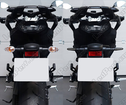 Confronto prima e dopo l'installazione Indicatori LED dinamici + luci stop per Kawasaki Z1000 SX (2011 - 2013)