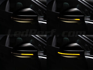 Diverse fasi dello scorrimento della luce degli Indicatori di direzione dinamici Osram LEDriving® per retrovisori di Audi A3 8V