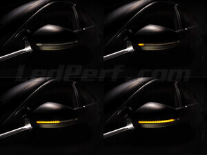 Diverse fasi dello scorrimento della luce degli Indicatori di direzione dinamici Osram LEDriving® per retrovisori di Audi A5 II