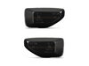 Vista frontale degli indicatori di direzione laterali dinamici a LED per Dacia Sandero 2 - Colore nero fumé