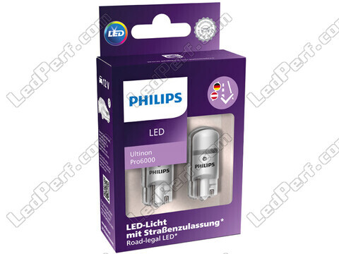 Confezione lampadine a LED omologate Philips W5W Ultinon PRO6000 - 11961HU60X2 