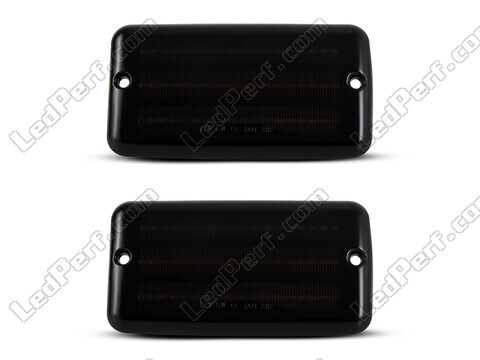 Vista frontale degli indicatori di direzione laterali dinamici a LED per Jeep Wrangler II (TJ) - Colore nero fumé