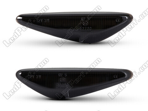Vista frontale degli indicatori di direzione laterali dinamici a LED per Mazda 5 phase 2 - Colore nero fumé