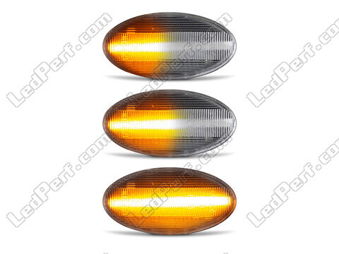 Illuminazione degli indicatori di direzione laterali sequenziali trasparenti a LED per Peugeot 206+