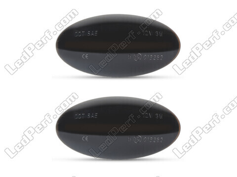 Vista frontale degli indicatori di direzione laterali dinamici a LED per Suzuki Jimny - Colore nero fumé