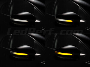 Diverse fasi dello scorrimento della luce degli Indicatori di direzione dinamici Osram LEDriving® per retrovisori di Volkswagen Golf 6