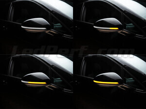 Volkswagen Golf 7 vista frontale equipaggiata con gli indicatori di direzione dinamici Osram LEDriving® per retrovisori