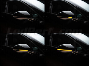 Diverse fasi dello scorrimento della luce degli Indicatori di direzione dinamici Osram LEDriving® per retrovisori di Volkswagen Golf 8