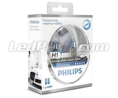 LAMPADE PHILIPS WhiteVision H1 12V 55W 2 W5W 60% LUCI DI POSIZIONE W5W