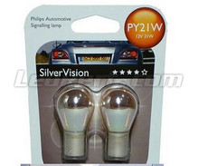 2 lampadine Philips SilverVision indicatori di direzione cromate - PY21W - Base BAU15S